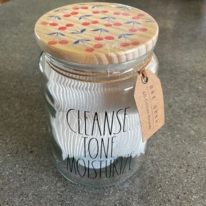Rae Dunn Cleanse Tone Moisturize Cotton Jar NWT
